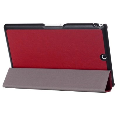 Sony Xperia Z3 Tablet Compact atverčiamas raudonas odinis dėklas (sulankstomas) / Priedai.lt