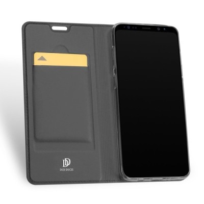 „Dux Ducis“ Skin serijos Samsung Galaxy S9 (G960) juodas odinis atverčiamas dėklas / Priedai.lt