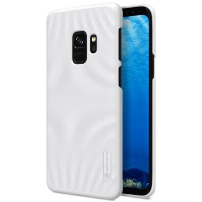 Samsung Galaxy S9 (G960) Nillkin Frosted Shield baltas plastikinis dėklas + apsauginė ekrano plėvelė / Priedai.lt