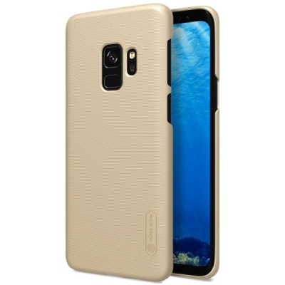 Samsung Galaxy S9 (G960) Nillkin Frosted Shield auksinis plastikinis dėklas + apsauginė ekrano plėvelė / Priedai.lt