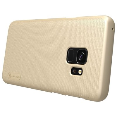 Samsung Galaxy S9 (G960) Nillkin Frosted Shield auksinis plastikinis dėklas + apsauginė ekrano plėvelė / Priedai.lt