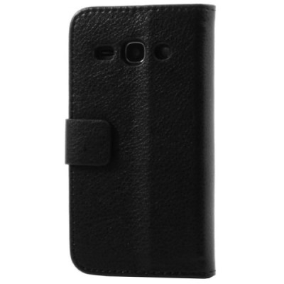 Samsung Galaxy Ace 3 (S7270) atverčiamas juodas odinis dėklas - piniginė / Priedai.lt