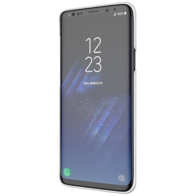 Samsung Galaxy S9+ (G965) Nillkin Frosted Shield baltas plastikinis dėklas + apsauginė ekrano plėvelė / Priedai.lt