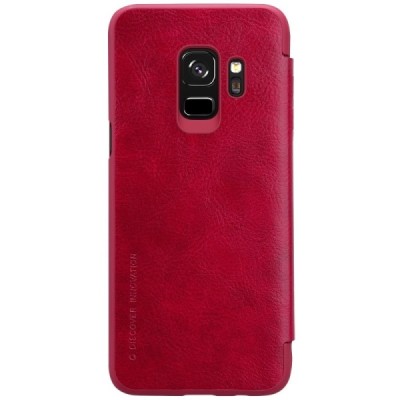 Prabangus „Nillkin“ Qin serijos raudonas odinis atverčiamas Samsung Galaxy S9 (G960) dėklas / Priedai.lt