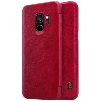 Prabangus „Nillkin“ Qin serijos raudonas odinis atverčiamas Samsung Galaxy S9 (G960) dėklas / Priedai.lt