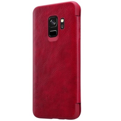 Prabangus „Nillkin“ Qin serijos raudonas odinis atverčiamas Samsung Galaxy S9 (G960) dėklas / Priedai.lt