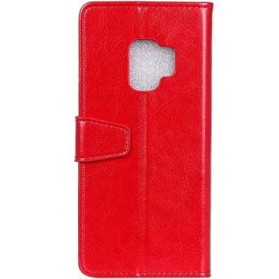 Samsung Galaxy S9 (G960) atverčiamas raudonas odinis dėklas - piniginė / Priedai.lt
