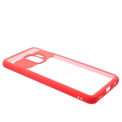 Samsung Galaxy S9 (G960) skaidrus raudonos spalvos apvadais kieto silikono (TPU) dėklas / Priedai.lt