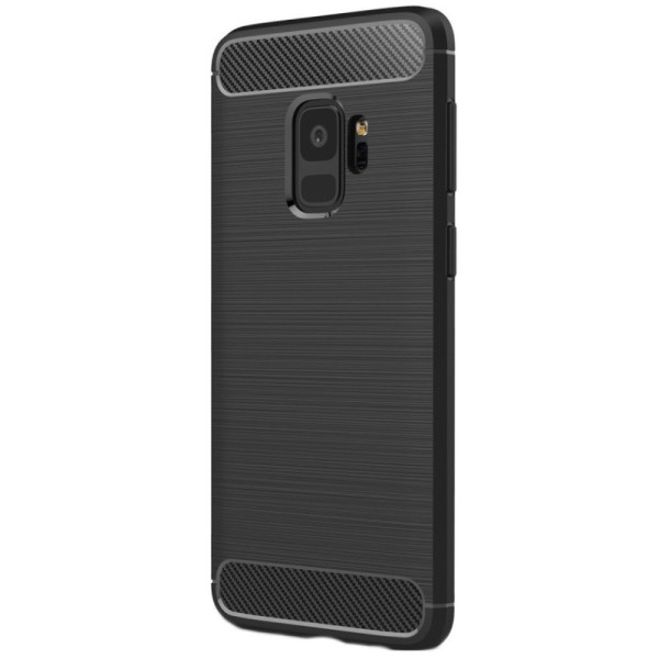„Carbon“ Kõva silikoon (TPU) kaaned - must (Galaxy S9)