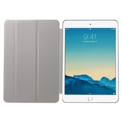 Apple iPad Mini 1 / 2 / 3 atverčiamas baltas telsda odinis dėklas - stovas / Priedai.lt