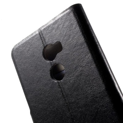 HTC One X10 atverčiamas juodas odinis dėklas - piniginė / Priedai.lt