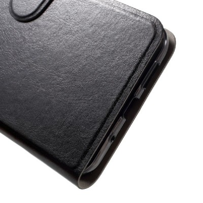 HTC One X10 atverčiamas juodas odinis dėklas - piniginė / Priedai.lt