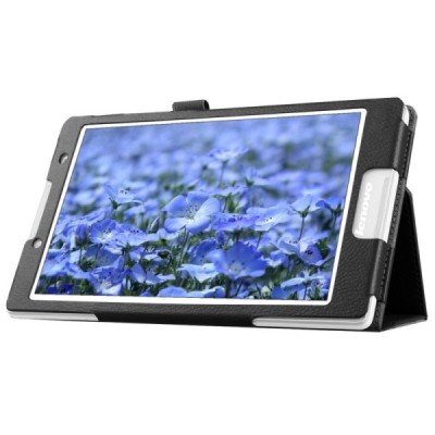 Lenovo Tab2 A8-50 (Tab3 8.0) atverčiamas Litchi juodas odinis dėklas - knyguė / Priedai.lt