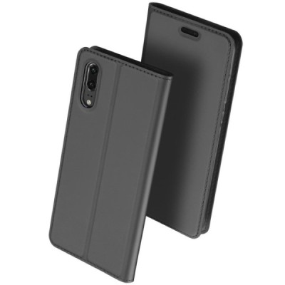 „Dux Ducis“ Skin serijos Huawei P20 juodas odinis atverčiamas dėklas / Priedai.lt