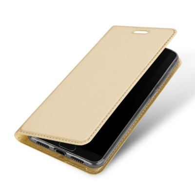 „Dux Ducis“ Skin serijos Huawei P20 auksinis odinis atverčiamas dėklas / Priedai.lt