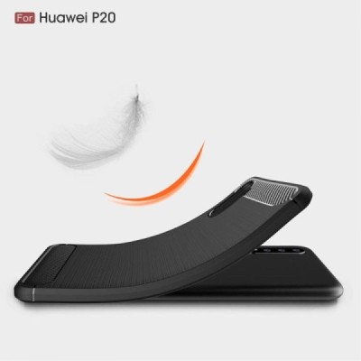 Huawei P20 „Carbon“ kieto silikono TPU juodas dėklas - nugarėlė / Priedai.lt