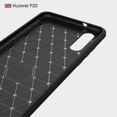 Huawei P20 „Carbon“ kieto silikono TPU juodas dėklas - nugarėlė / Priedai.lt
