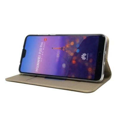 „Dux Ducis“ Skin serijos Huawei P20 Pro auksinis odinis atverčiamas dėklas / Priedai.lt