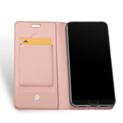 „Dux Ducis“ Skin serijos Huawei P20 Pro rožinis odinis atverčiamas dėklas / Priedai.lt