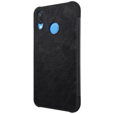 Prabangus „Nillkin“ Qin serijos juodas odinis atverčiamas Huawei P20 Lite (Nova 3e) dėklas - knygutė / Priedai.lt