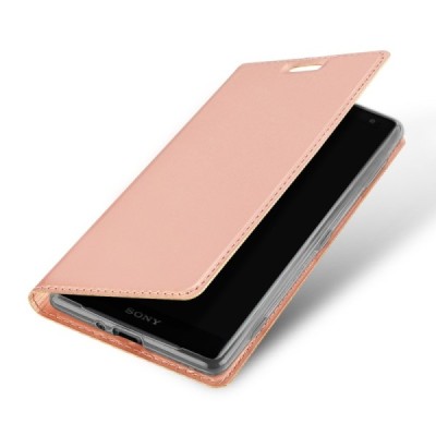 „Dux Ducis“ Skin serijos Sony Xperia XZ2 rožinis odinis atverčiamas dėklas / Priedai.lt
