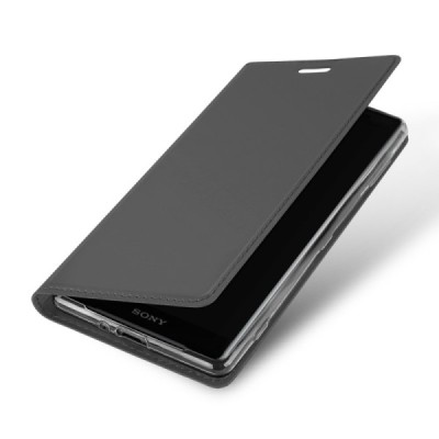 „Dux Ducis“ Skin serijos Sony Xperia XZ2 Compact juodas odinis atverčiamas dėklas / Priedai.lt