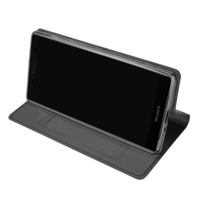 „Dux Ducis“ Skin serijos Sony Xperia XZ2 Compact juodas odinis atverčiamas dėklas / Priedai.lt