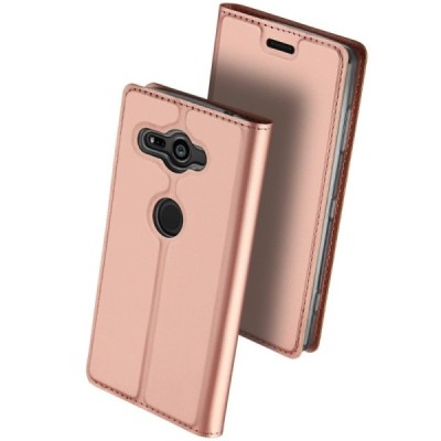 „Dux Ducis“ Skin serijos Sony Xperia XZ2 Compact rožinis odinis atverčiamas dėklas / Priedai.lt