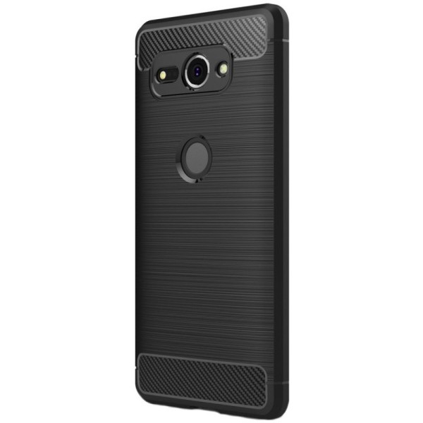 „Carbon“ Kõva silikoon (TPU) kaaned - must (Xperia XZ2 Compact)