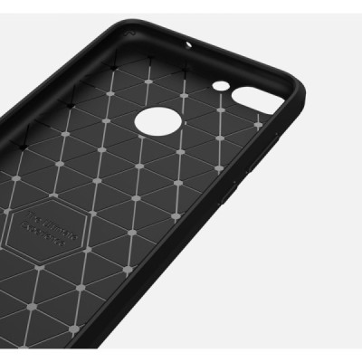 Huawei P smart 2018 (Enjoy 7S) „Carbon“ kieto silikono TPU juodas dėklas - nugarėlė / Priedai.lt