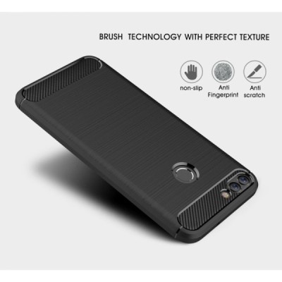 Huawei P smart 2018 (Enjoy 7S) „Carbon“ kieto silikono TPU juodas dėklas - nugarėlė / Priedai.lt