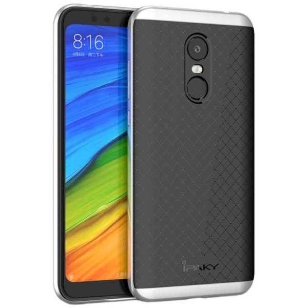 „IPAKY“ Kõva silikoon (TPU) kaaned - must / hõbedane (Redmi 5 Plus)