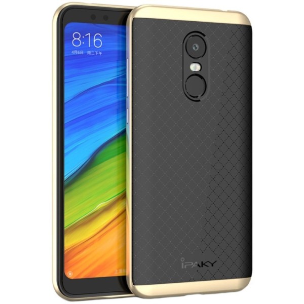 „IPAKY“ Kõva silikoon (TPU) kaaned - must / kuldne (Redmi 5 Plus)