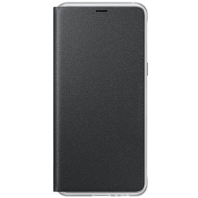 Samsung Galaxy A8 (2018) A530F originalus Neon Flip Cover atverčiamas juodas odinis dėklas - piniginė / Priedai.lt