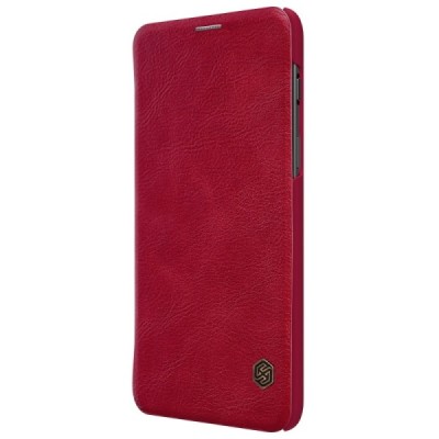 Prabangus „Nillkin“ Qin serijos raudonas odinis atverčiamas OnePlus 6 (Six) dėklas - knygutė / Priedai.lt