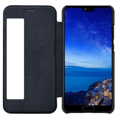 Prabangus „Nillkin“ Qin serijos juodas odinis atverčiamas Huawei P20 Pro dėklas - knygutė / Priedai.lt