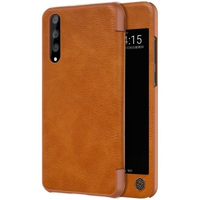 Prabangus „Nillkin“ Qin serijos rudas odinis atverčiamas Huawei P20 Pro dėklas - knygutė / Priedai.lt