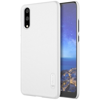Nillkin Frosted Shield Huawei P20 baltas plastikinis dėklas + apsauginė ekrano plėvelė / Priedai.lt