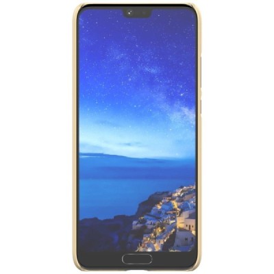 Nillkin Frosted Shield Huawei P20 auksinis plastikinis dėklas + apsauginė ekrano plėvelė / Priedai.lt
