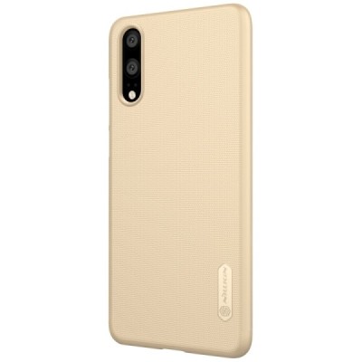 Nillkin Frosted Shield Huawei P20 auksinis plastikinis dėklas + apsauginė ekrano plėvelė / Priedai.lt