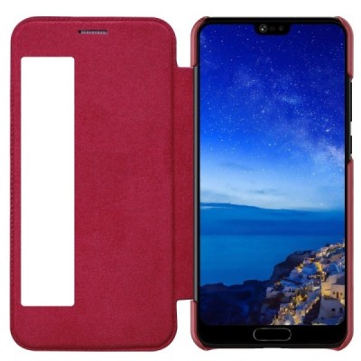 Prabangus „Nillkin“ Qin serijos raudonas odinis atverčiamas Huawei P20 dėklas - knygutė / Priedai.lt