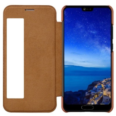 Prabangus „Nillkin“ Qin serijos rudas odinis atverčiamas Huawei P20 dėklas - knygutė / Priedai.lt