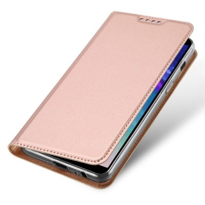 „Dux Ducis“ Skin serijos Samsung Galaxy A6+ 2018 rožinis odinis atverčiamas dėklas / Priedai.lt
