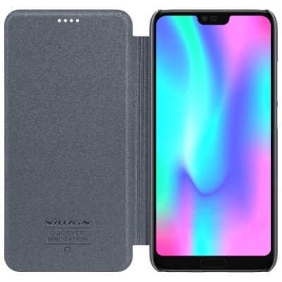Huawei Honor 10 pilkas odinis atverčiamas Nillkin Sparkle dėklas - knygutė / Priedai.lt