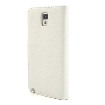 Odinis atverčiamas baltas Samsung Galaxy Note 3 dėklas - piniginė / Priedai.lt