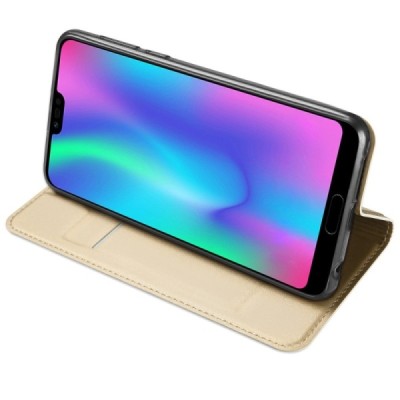 „Dux Ducis“ Skin serijos Huawei Honor 10 auksinis odinis atverčiamas dėklas / Priedai.lt