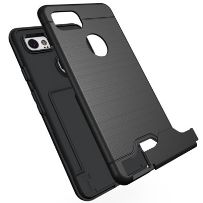 Sustiprintos apsaugos Google Pixel 2 XL juodas kieto silikono (TPU) ir plastiko dėklas / Priedai.lt