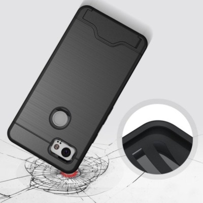 Sustiprintos apsaugos Google Pixel 2 XL juodas kieto silikono (TPU) ir plastiko dėklas / Priedai.lt