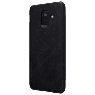 Prabangus „Nillkin“ Qin serijos juodas odinis atverčiamas Samsung Galaxy A6 2018 (A600F) dėklas - knygutė / Priedai.lt
