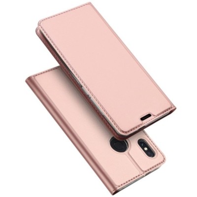 „Dux Ducis“ Skin serijos Xiaomi Redmi Note 5 2018 (Redmi Note 5 Pro) rožinis odinis atverčiamas dėklas / Priedai.lt